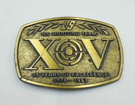US Shooting Team Belt Buckle XV 15 Years of Excellence Vintage Gold Tone - $11.99