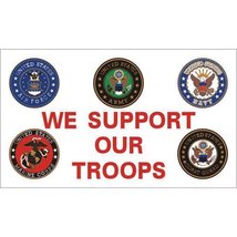 We Support Our Troops Military Branch Logos Flag (3&#39; X 5&#39;) - £15.83 GBP