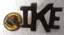 Vintage Silver Metal Stamped Initials Tie Tack IKE w B.A.B. Clutch 7/8&quot; x 5/8&quot; - £7.93 GBP