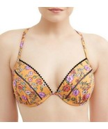 Time And Tru Women&#39;s Swimsuit Push Up Bikini Top Medium (8-10) Floral Go... - £14.21 GBP