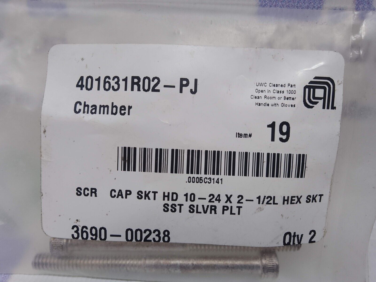 Applied Materials 3690-00238 SCR CAP SKT Silver Plated Screw New - $63.72