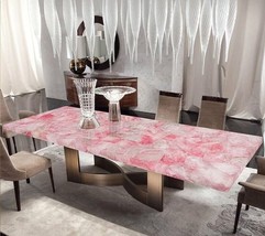 60&quot;X30&quot; Rose Quartz Counter Top/ Centerpiece Table/ Quartz Dine Table/ Home Deco - £1,680.86 GBP