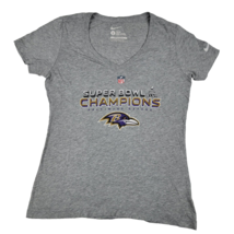Baltimore Ravens Shirt Women&#39;s L Gray Super Bowl XLVII Champs Nike Short... - £11.48 GBP