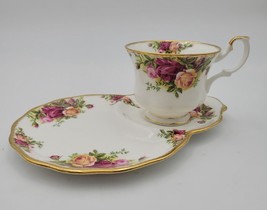 Royal Albert Old Contry Rose Desert Snack Plate Set Teacup Made In England - £37.15 GBP