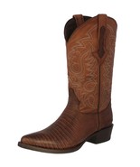 Mens Cognac Cowboy Boots Leather Teju Lizard Pattern Western J Toe Bota - £85.25 GBP