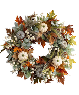 Fall Wreath for Front Door,18 Inch Autumn Wreath with Maple Leaf,Pumpkin... - $34.25 CAD