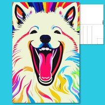  &quot;Cheerful Samoyed Charm&quot; - Happy Colorful Dog Portrait Postcard  - £4.73 GBP