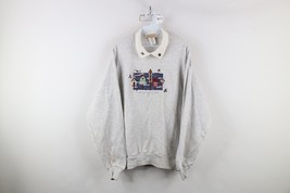 Vtg 90s Streetwear Womens Large Distressed Nature Bird Collared Sweatshi... - $39.55