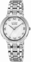 Citizen Eco-Drive Bella EM0120-58A 8 Diamond Silver Tone White Dial Womens Watch - £139.86 GBP