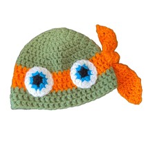 Handmade Crochet Knit TMNT Inspired Michaelangelo Beanie Kids Halloween ... - £14.54 GBP