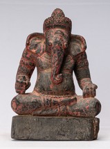 Ganesha Statue - Khmer Stil Holz Sitzender Ganesh 29cm/30.5cm - £491.94 GBP