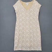 Jessica Simpson Womens Dress Size L Tan Maternity Stretch Lace Midi Short Sleeve - £9.07 GBP