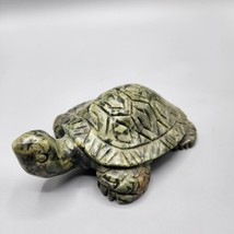 Green Stone Turtle Figurine Hand Carved 5&quot; Statue Serpentine / Soapstone 634 Gm - £38.66 GBP