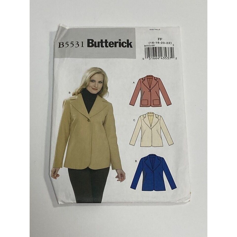 Butterick Sewing Pattern B5531 FF (16/18/20/22) Jacket Blazer - £4.65 GBP