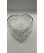 Studio Nova Crystal Heart Shaped Candy Dish Etched Glass Frosted Roses &amp;... - $6.80