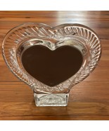 Glass Heart Shaped Picture Frame Free Standing Heavy Flowers Bow - £9.43 GBP
