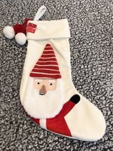 Santa in Striped Hat Christmas Stocking with Pompoms from Wondershop™ - $15.00