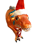 Party Rock Dinosaur Ornament 8 Inch Bright Colors Fired Glass Great Detail - £14.42 GBP