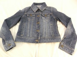 SO GIRLS MEDIUM WASH BLUE JEAN DENIM JACKET BUTTON FRONT SIZE 14 - $12.84