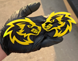 Wolf Badges Yellow Emblem Fender Badge Car or Truck (2) BADGES, Angry Ag... - $685.83 MXN
