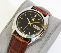 Ultra Rare And Stunning! Vintage SEIKO 5 Automatic Men&#39;s Watch -New Leather Band - £311.26 GBP