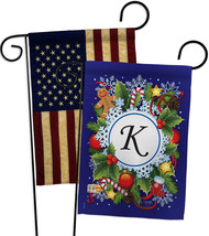 Winter K Initial - Impressions Decorative USA Vintage - Applique Garden Flags Pa - £24.37 GBP