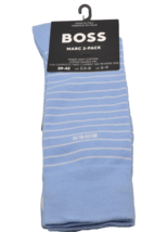 Hugo Boss Men&#39;s Italy 2 pack Blue White Striped Finest Cotton Socks One Size 6-9 - £24.94 GBP