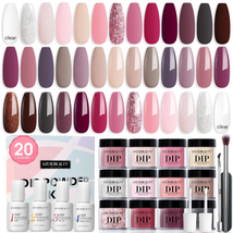 AZUREBEAUTY 29 Pcs Dip Powder Nail Kit Starter, 20 Colors Clear Nude Pink Brown  - £35.03 GBP