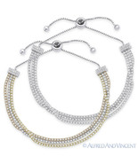 5.4mm Cubic Zirconia CZ Crystal .925 Sterling Silver Bolo Slide Tennis B... - $89.38 CAD
