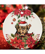 Merry Xmas Dogue de Bordeaux Dog Ornament Flower Wreath Christmas Gift D... - $21.66 CAD