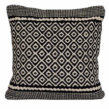Black Diamond Cushion Cover Boho Cotton Handmade Heavy Luxury 45cm 18&quot; - $23.21