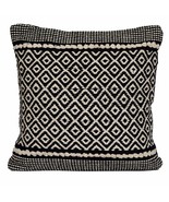 Black Diamond Cushion Cover Boho Cotton Handmade Heavy Luxury 45cm 18&quot; - £18.59 GBP