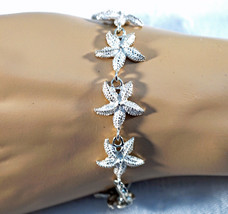 Sterling Sliver Bracelet Detailed 3 Dimensional Starfish - £32.12 GBP