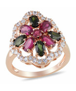 14K Rose Gold  925 Silver 3.69 CTW Women&#39;s  Ruby Emerald White Sapphire ... - $242.17