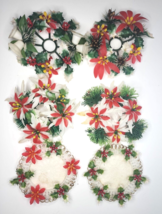 Vintage Candle Rings (4) Wreath Poinsettia Bell  1&quot; candles &amp; (2) 2.5&quot; CandleU46 - $28.99