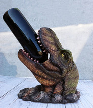 Prehistoric Dinosaur Tyrannosaurus Rex Head 10.75&quot;H Wine Bottle Holder Figurine - £30.26 GBP