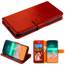 Leather Flip Wallet Protective Case for iPhone Xs Max 6.5″ MAROON (DARK RED) - £5.44 GBP