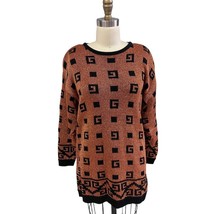 Retro 80s Vtg Shanna Fashion Sweater G Logo Rust Metallic and black Sz M - £46.74 GBP