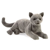 Folkmanis Purring Cat Hand Puppet, Gray, 8&quot; - £65.34 GBP