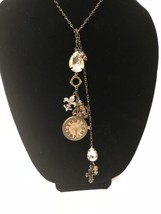 Vintage Style Gold Tone Victorian Charms Fleur de Lis Necklace Handmade NEW - £22.50 GBP