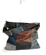 Handmade Patchwork Leather Hobo Bag: Slouchy Shoulder Tote - $185.00