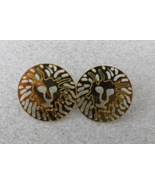 80s Anne Klein Lion Face Earrings Pierced Post Round Cut Out Gold Tone 1... - $463.77 MXN
