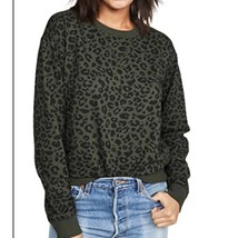 Z Supply Green Sweatshirt with Velvet Leopard Small - $27.82