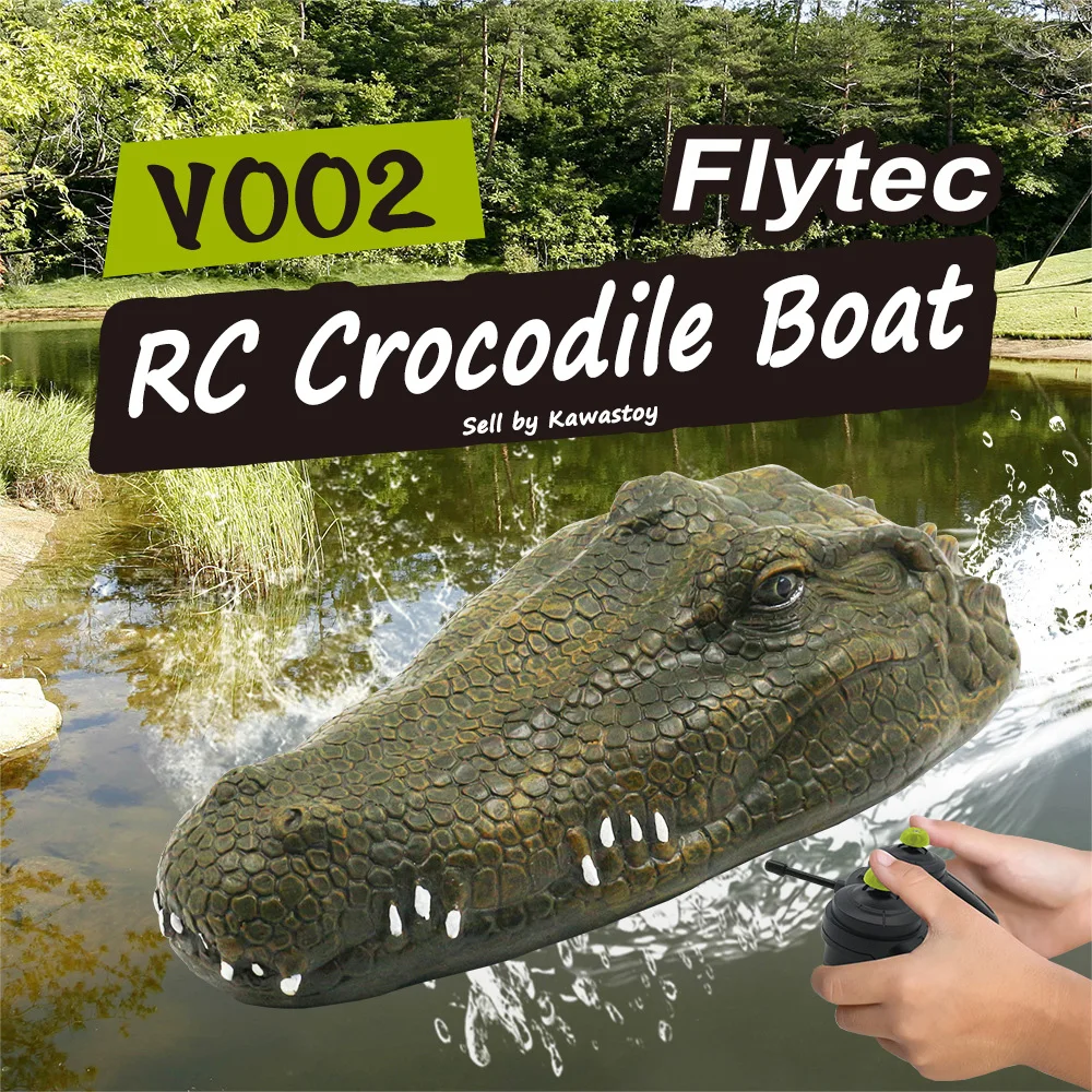 FlyTec RC Simulation Crocodile Boat Summer Swimming Pool Shallow Water Remote - £47.93 GBP+