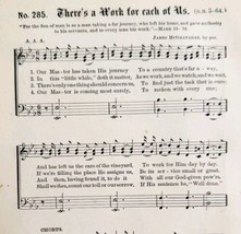 1883 Gospel Hymn There&#39;s Work For Us Sheet Music Victorian Religious ADB... - $19.99