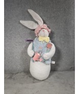 Pastel Easter Bunny Rabbit Gardener Holding Watering Can Decor Shelf Sit... - $15.98