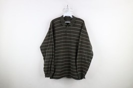 Vintage 90s Streetwear Mens XL Faded Heavy Cotton Knit Striped Long Sleeve Polo - $49.45