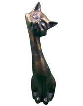 Vintage Brass Toned Siamese Cat Metal Figurine 15&quot; - £40.08 GBP