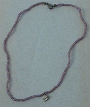 Hand Made Beaded Necklace, Silver Tone &quot;Friends&quot; Heart Pendant, VGC - £5.40 GBP