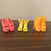 Lot 3 Pairs Neon Barbie Shoes Fashionista Pink Yellow Orange Peep Toe Hi... - £9.39 GBP